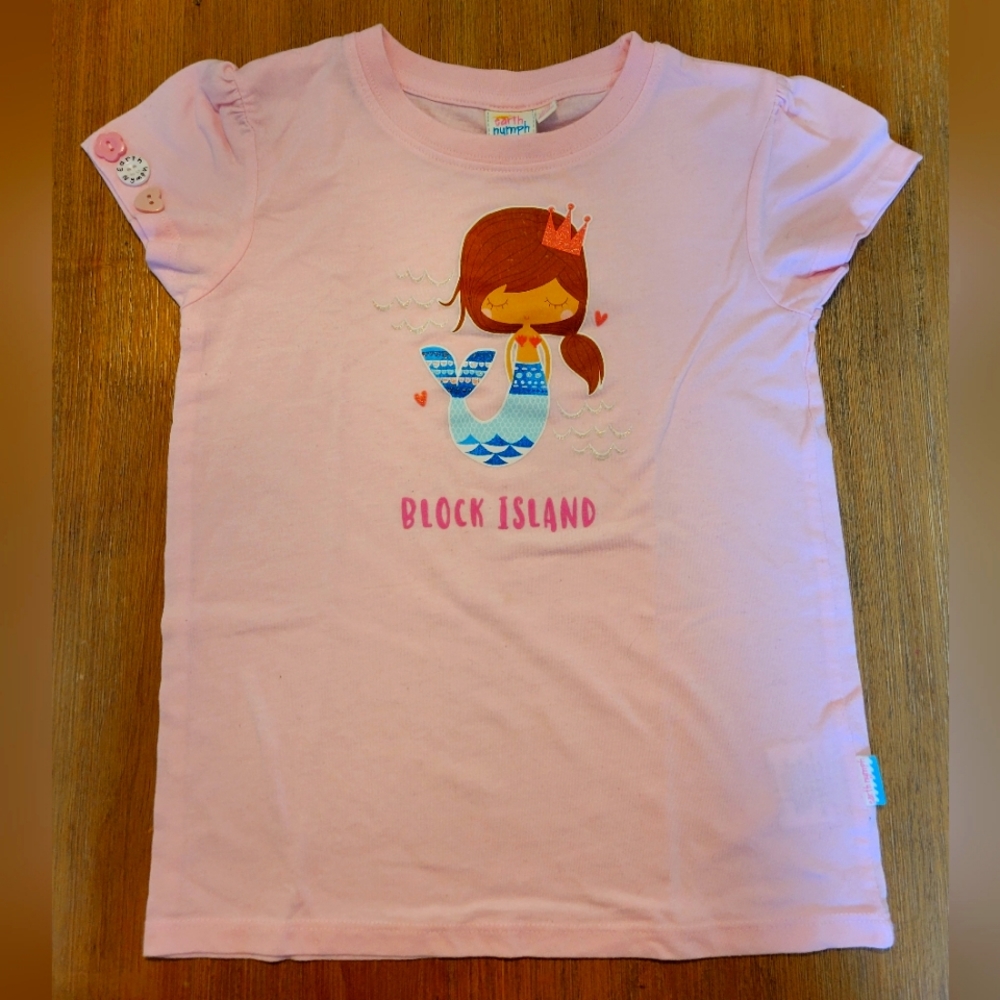 Block Island Mermaid T-shirt, pink, size 8